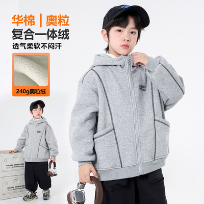 男童秋冬加厚夹棉棒球服