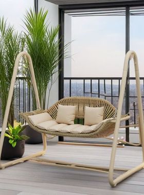 户外庭院别墅编藤秋千摇椅网红阳台双人吊室外花园吊篮藤椅吊椅