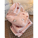 家居服法兰套装 新款 睡衣女秋冬季 ins韩系少女粉色Kitty印花长袖