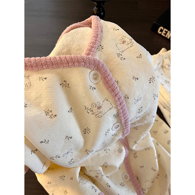 碎花空气棉长袖睡衣女秋冬季