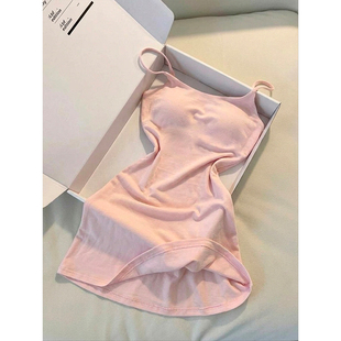 韩系温柔风粉色睡衣吊带裙女夏季舒适中长款舒适家居服可外穿睡裙