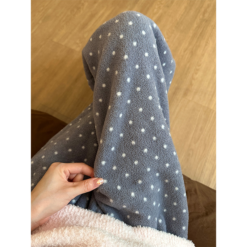 慵懒风少女波点加厚睡裤女秋冬季