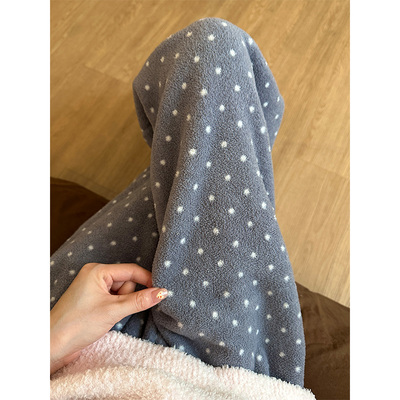 慵懒风少女波点加厚睡裤女秋冬季