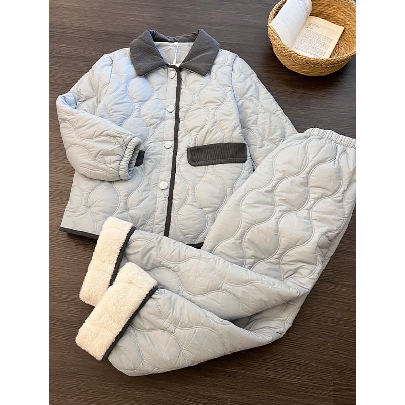 慵懒风少女休闲撞色夹棉睡衣女冬季新款保暖加厚家居服套装可外穿,女士内衣/男士内衣/家居服,睡衣/家居服套装,淘宝优惠券,粉丝福利购,淘宝优惠卷