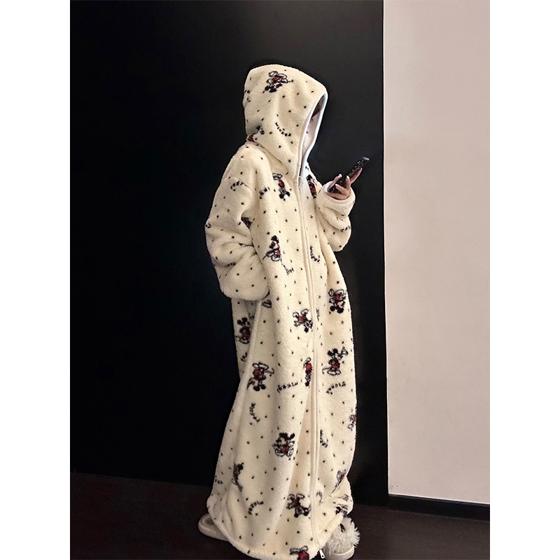 米奇印花珊瑚绒睡裙女秋冬季