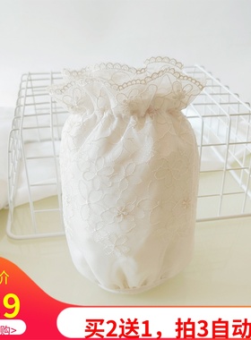 女士秋冬韩版蕾丝短袖头白色韩式学生羽绒服防污网红短款袖套双层