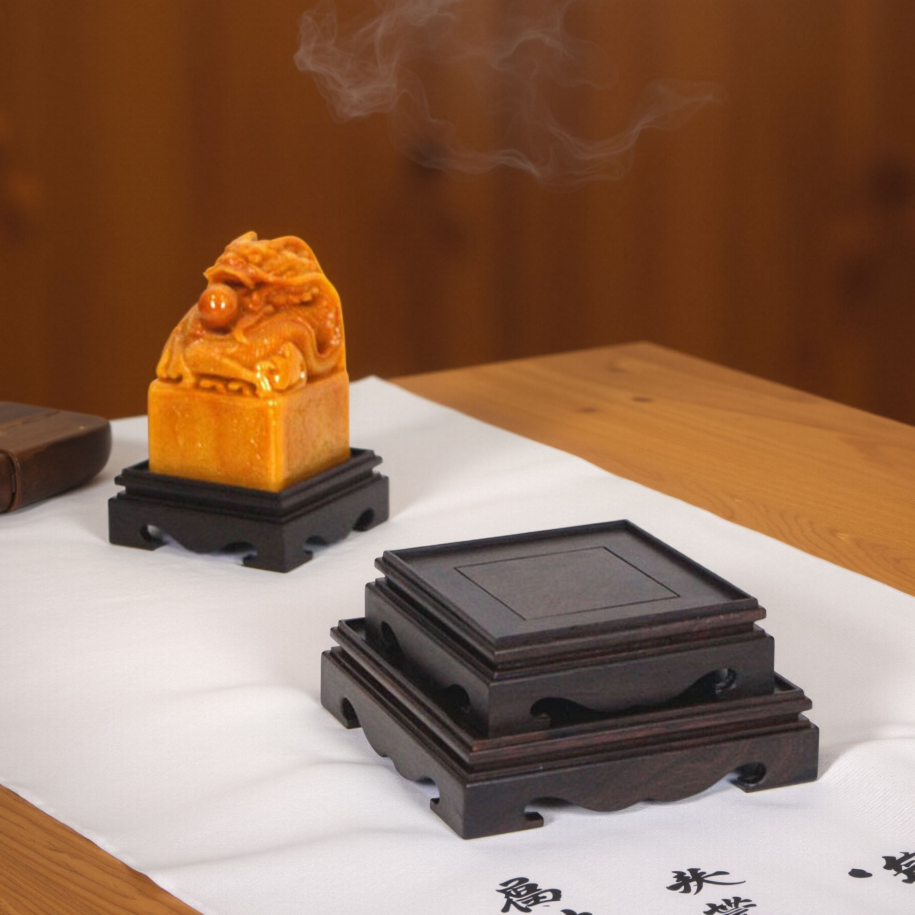 正方形印章底座摆件黑梓木工艺品