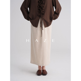 Haze禾枝 慵懒高腰宽松直筒半身裙女遮胯显瘦百搭长裙2025新款秋