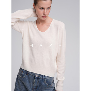 Haze禾枝 100%羊毛纯色简约针织衫