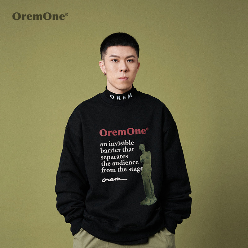 OREM ONE 卫衣男春秋新款宽松圆领情侣卫衣国潮男ins套头外套纯棉