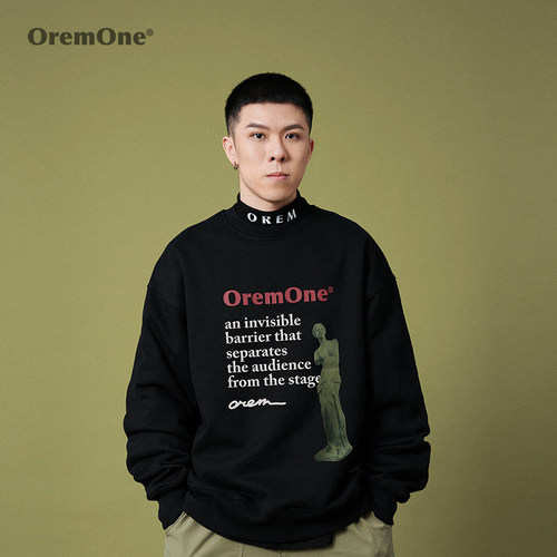 OREM ONE 卫衣男春秋新款宽松圆领情侣卫衣国潮男ins套头外套纯棉