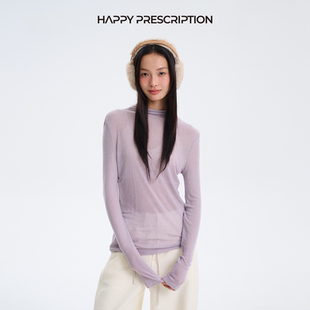 Prescription快乐药方天丝羊毛圆领长袖 Happy 打底衫 博主推荐