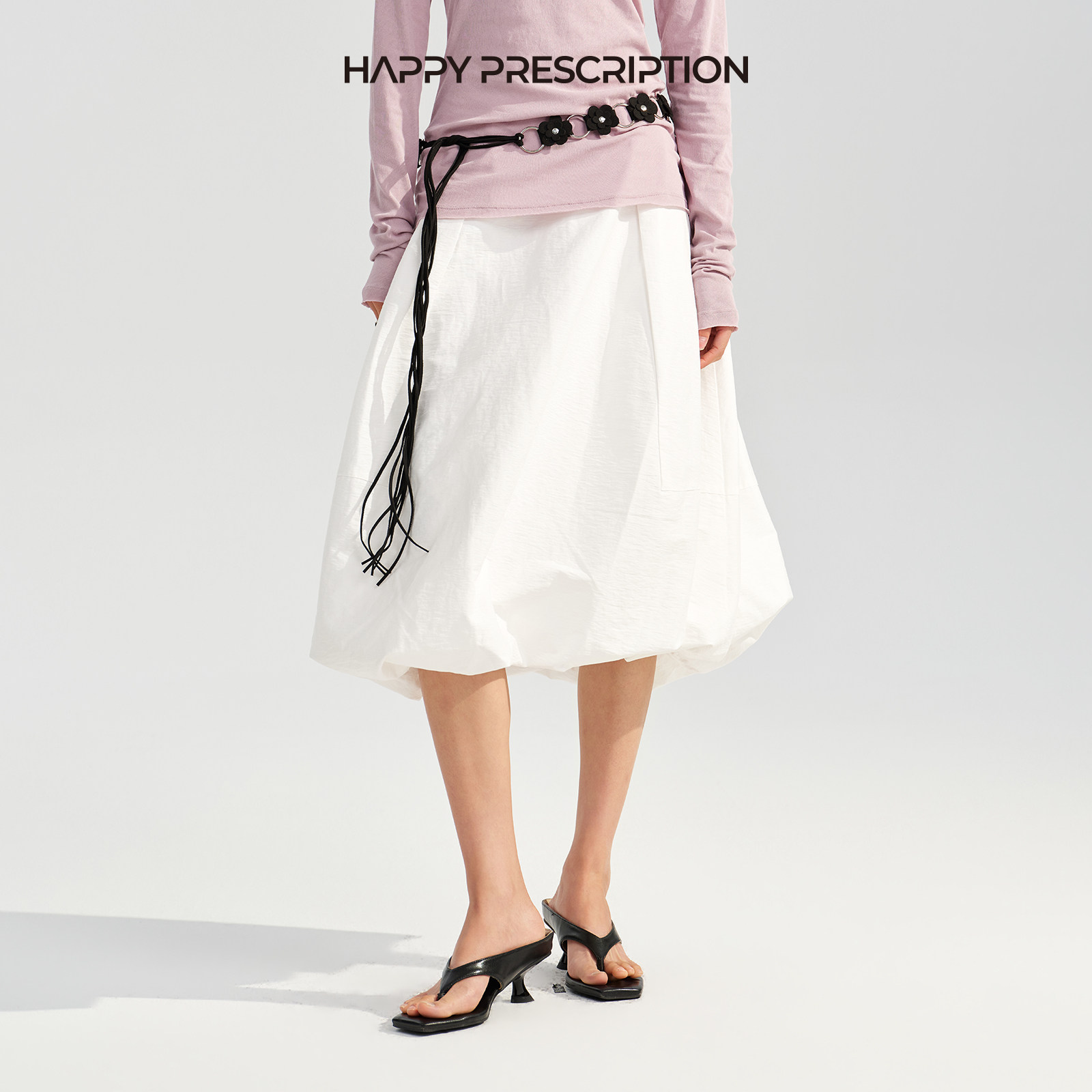 【新品】Happy Prescription 花苞半身裙大摆裙A字灯笼裙配腰带