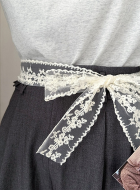 小清新蕾丝打结腰带ins风简约韩版女士腰封配连衣裙收腰装饰皮带