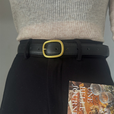 韩版复古风腰带女士黑色百搭装饰皮带女款简约学生青年男配牛仔裤