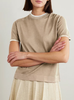 纯Y 25春夏新款圆领高级感针织衫女修身显瘦百搭短袖上衣