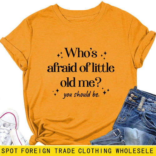 亚马逊时尚who's afraid of little old me欧美女士宽松短袖T恤衫