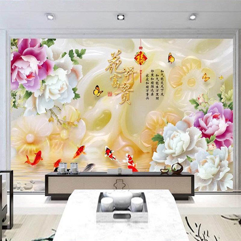 粘新抗污装饰画花富贵沙发中式电视壁画客厅自防水玉雕背景墙开,家居饰品,现代装饰画,淘宝优惠券,粉丝福利购,淘宝优惠卷