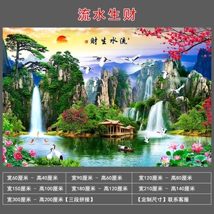 客厅墙壁画背景海报餐厅过道宿舍招财进宝自粘装饰山水风景画墙贴