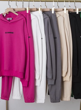 JIL SANDE欧美潮流全棉毛圈面料连帽卫衣运动卫裤宽松休闲套装