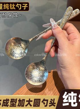 colocook【高颜值】纯钛抗菌勺子长柄调羹家用吃饭勺餐厅同款圆勺