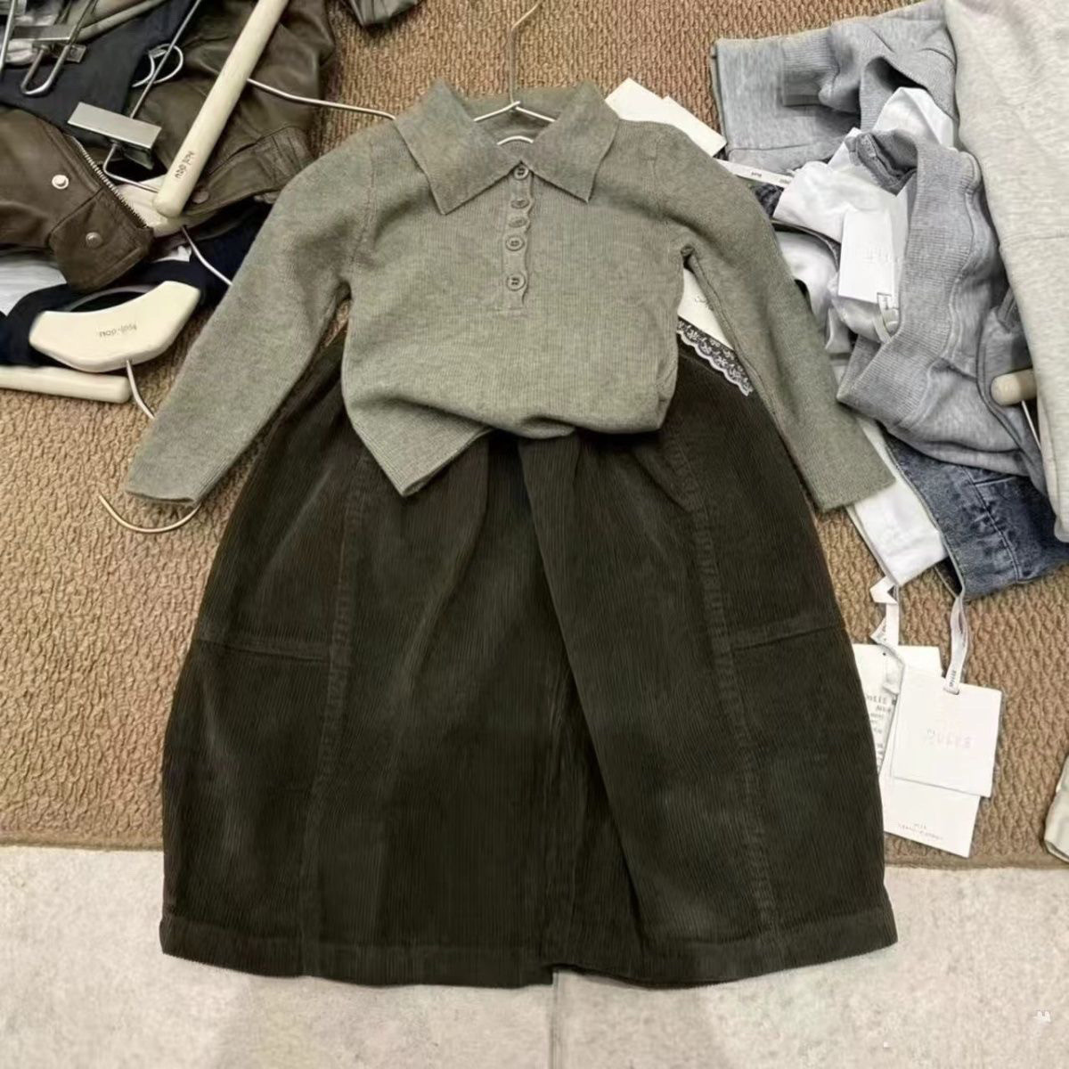 女童韩版纯色打底衫上衣春秋季新款儿童宽松休闲阔腿裤小女孩外穿图片