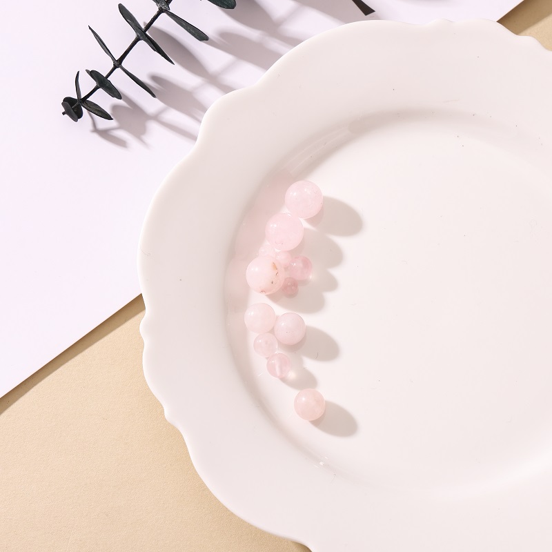 天然石粉晶散珠圆珠手链项链发簪diy手工材料饰品配件串珠编织