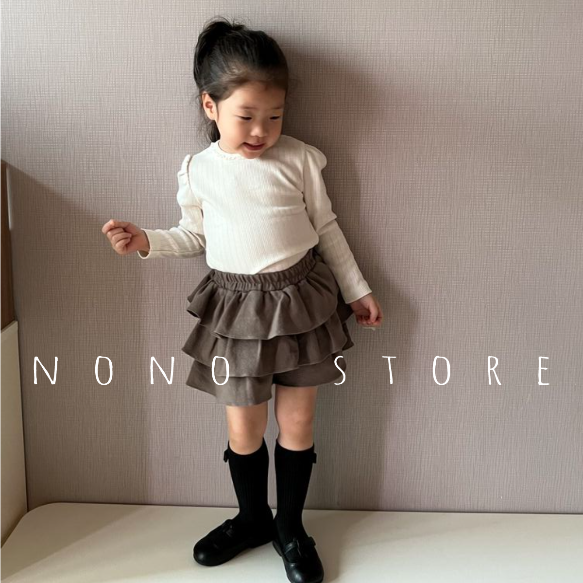 nono韩国童装代购23秋~roa女童宝宝可爱荷叶边蛋糕裙半身蓬蓬短裙
