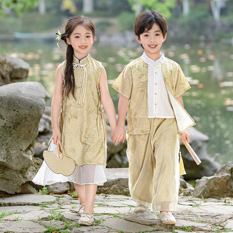 儿童汉服演出服夏装中国风童装男童女童唐装薄款演出服小学生校服