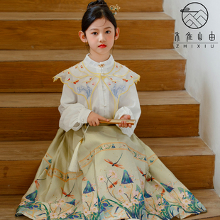 唐装 儿童古风新中式 中国风女孩国学服 新款 女童汉服马面裙2024春装