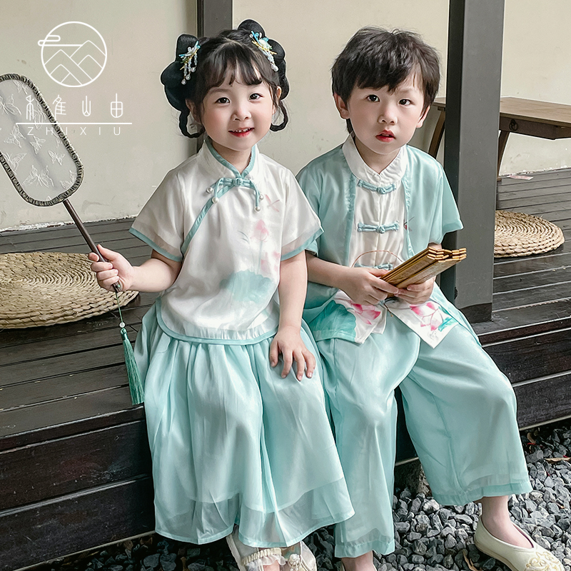 儿童汉服2023夏装中国风童装男童女童古装表演服超仙唐装民族风5