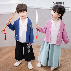 男女童汉服2019秋季新品中国风童装儿童古装衣服三件套套装演出服