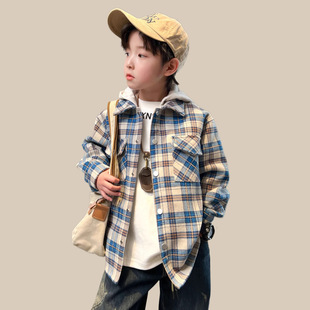 童装男童炸街格子外套新春款2026新款儿童春装中大童早春衣服洋气