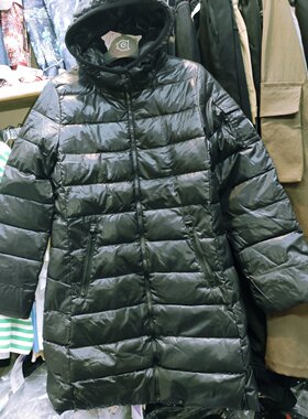 3.9折1爱儿健品牌童装17452065女冬有帽开胸拉链长装羽绒服帽可脱
