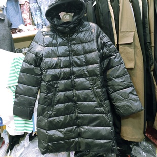 3.9折1爱儿健品牌童装17452065女冬有帽开胸拉链长装羽绒服帽可脱