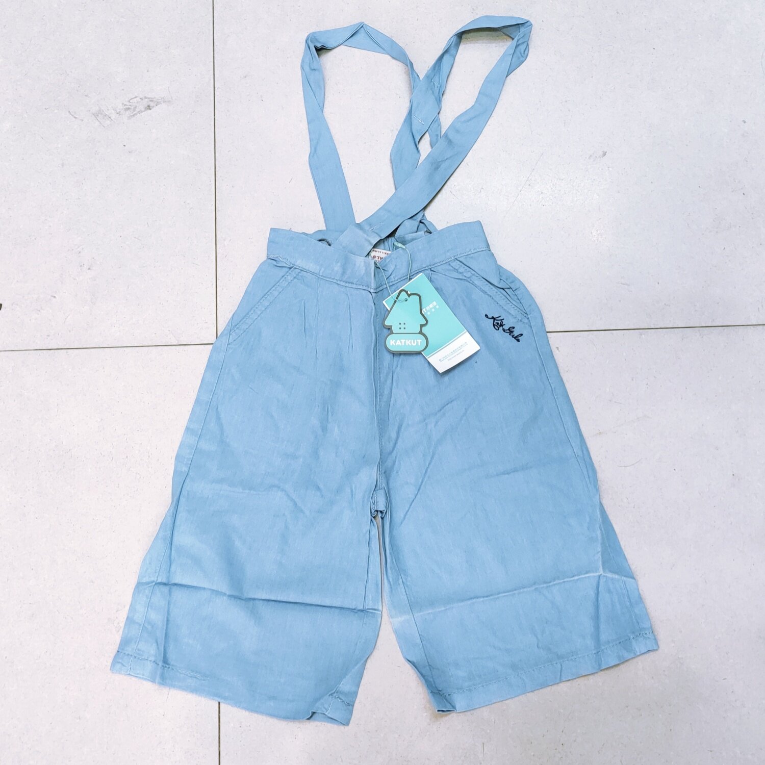 2.6折1咔酷德品牌童装23213346女童夏装牛仔布背带七分裤背带可拆