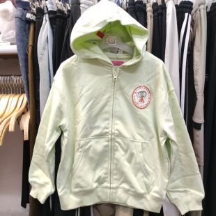 3.9折1爱儿健童装11105844女童春秋有帽开胸拉链单层针织卫衣外套