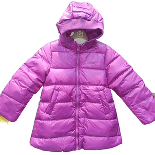 3.9折1爱儿健品牌童装28428085女童冬装有帽开胸拉链中长装羽绒服