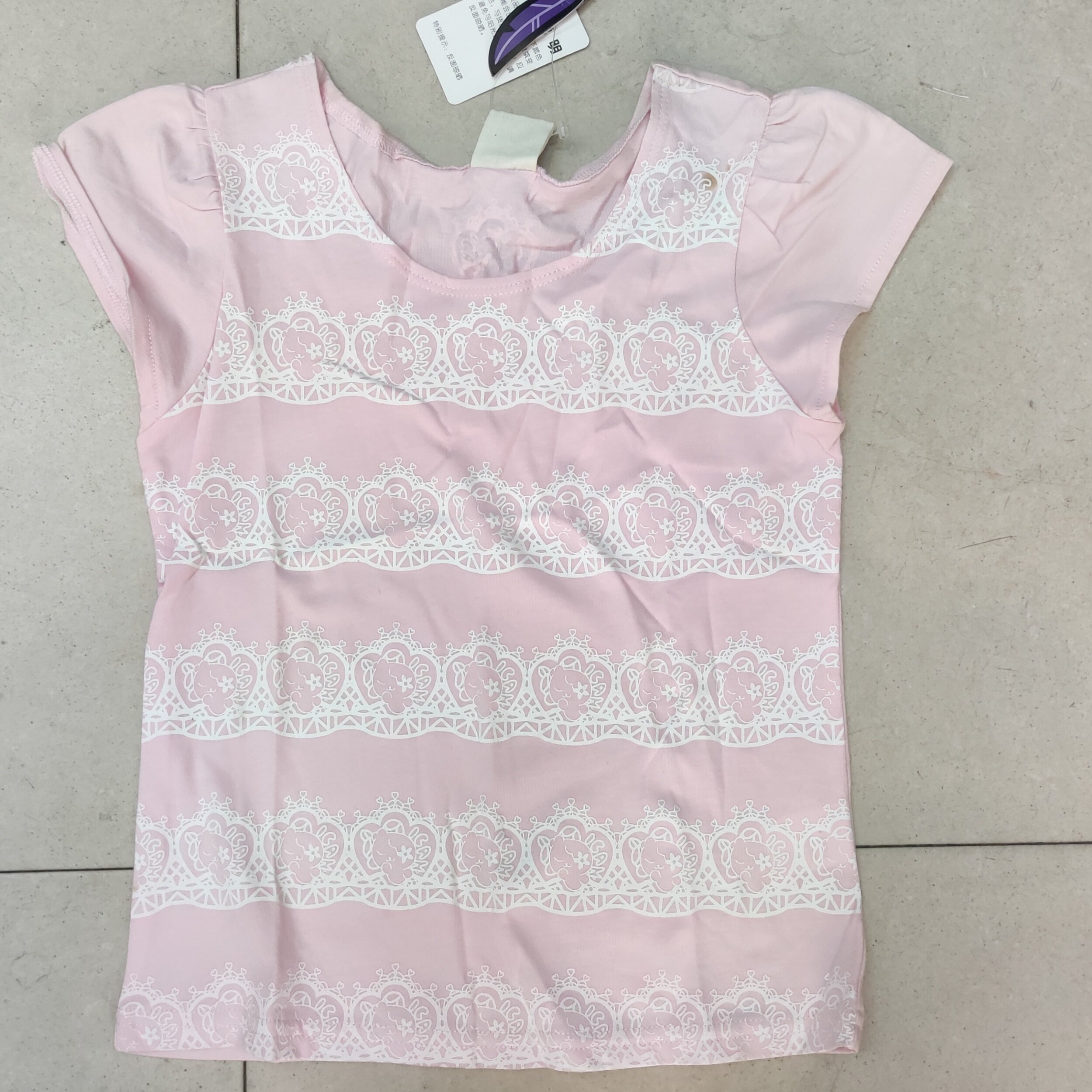 特价1折爱儿健品牌童装36211242女童夏装针织圆领短袖T恤衫不退换