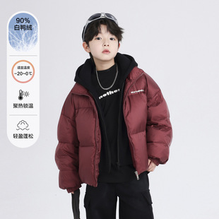 男大童冬季红色过年假两件面包羽绒服2025新款儿童装冬装加厚外套