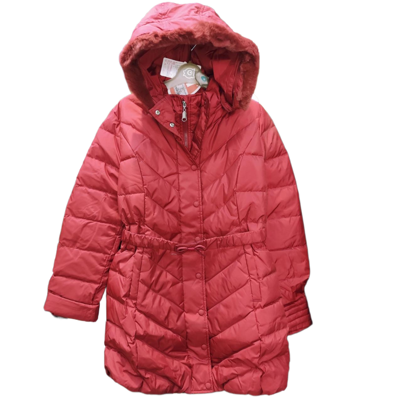 4.2折1愛兒健童裝16447765女童冬有帽開胸拉鏈長款羽絨服毛帽可脫