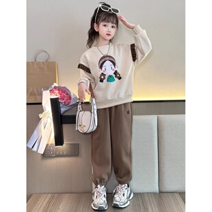 女童秋装套装2025新款休闲春秋运动两件套儿童洋气卫衣女孩潮流装