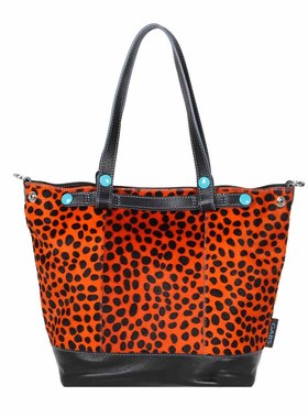 GABS 意大利原产女士 橙黑拼色皮革手提包单肩包60T2 X0359 C5507