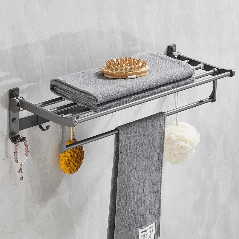 浴室太空铝免打孔浴巾架