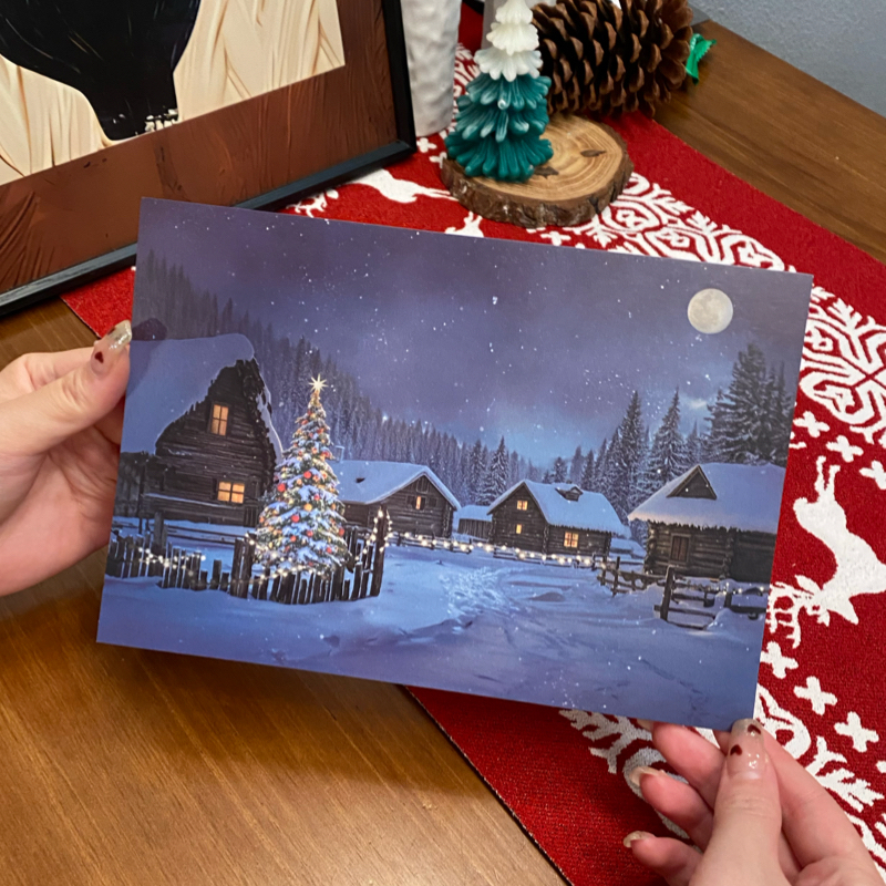 温变圣诞贺卡ins风高级复古送女男友情侣礼物品圣诞节日贺卡创意