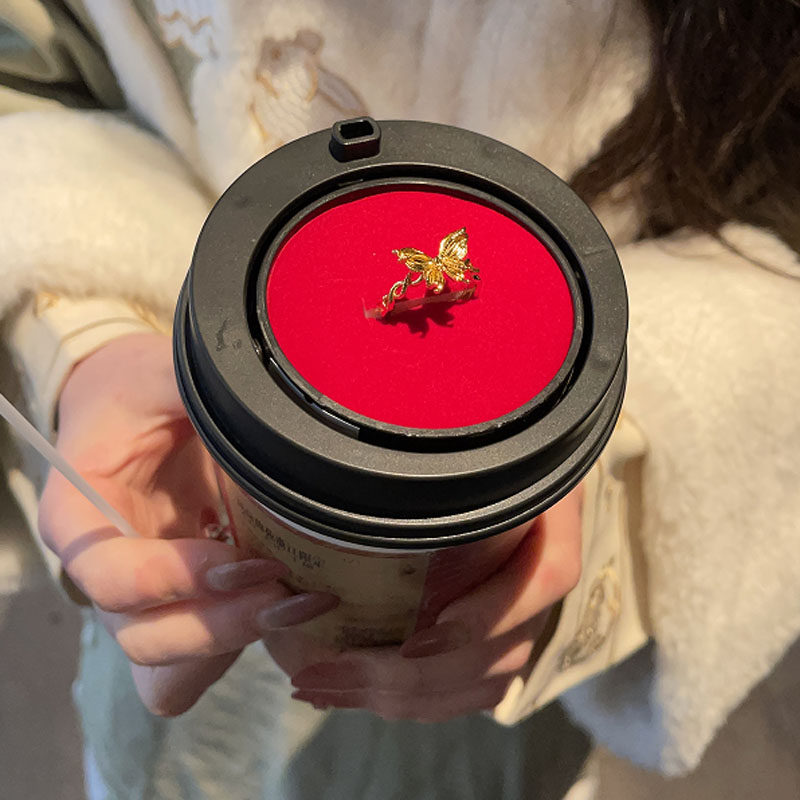 奶茶戒指盒奶茶爱心礼盒创意图片