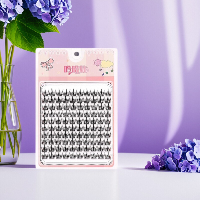 新手胶水款分段式懒人黑梗假睫毛单簇自嫁接假睫毛妈生仿真眼睫毛