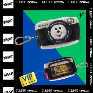 GLADEE相机造型卡包毛绒零钱包挂件CCD相机包大疆电子产品收纳包