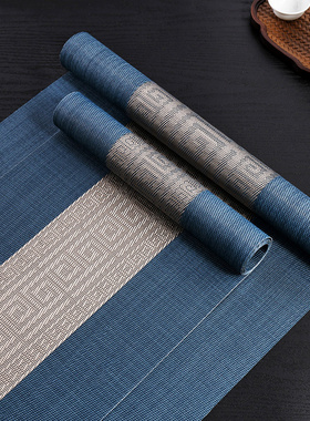 茶席新中式桌旗禅意防水茶垫高档茶几长条柜茶台桌布定制茶盘垫布