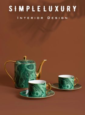 【简单的奢华】现货 法国L'Objet Malachite孔雀石绿下午茶杯茶壶